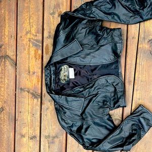 Vintage 100% Leather balero jacket with shoulder pads